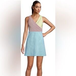 Lands' End One Shoulder Dress in Red, Yellow, and Blue